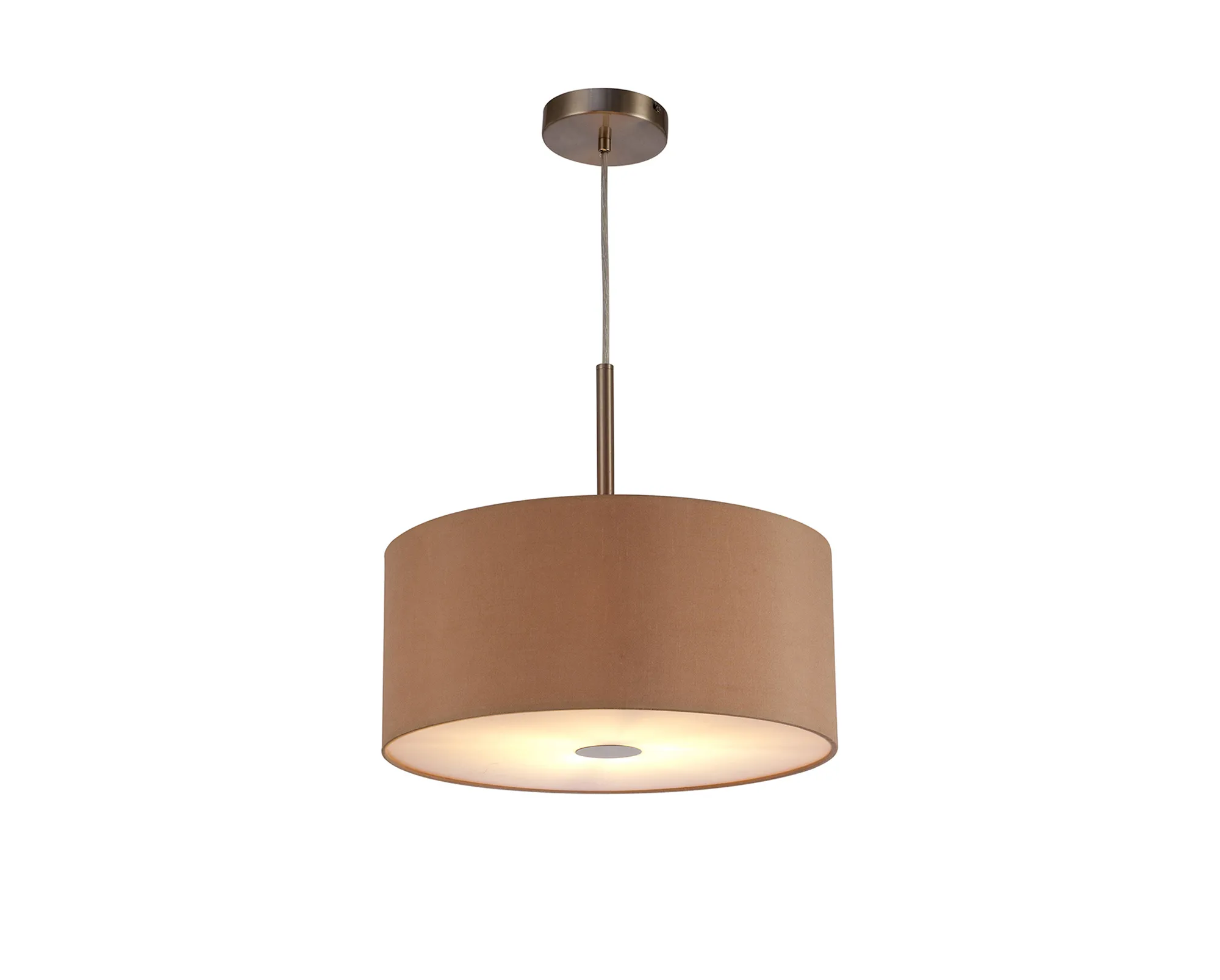 Baymont 40cm Pendant 1 Light Satin Nickel, Antique Gold/Ruby, Frosted Diffuser DK0300  Deco Baymont SN AG
